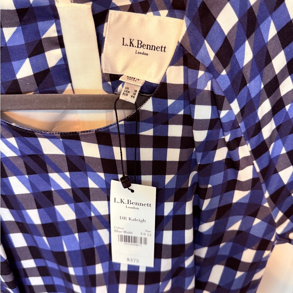 LK Bennett Blue and White Check Kaleigh Dress - Picture 5 of 5
